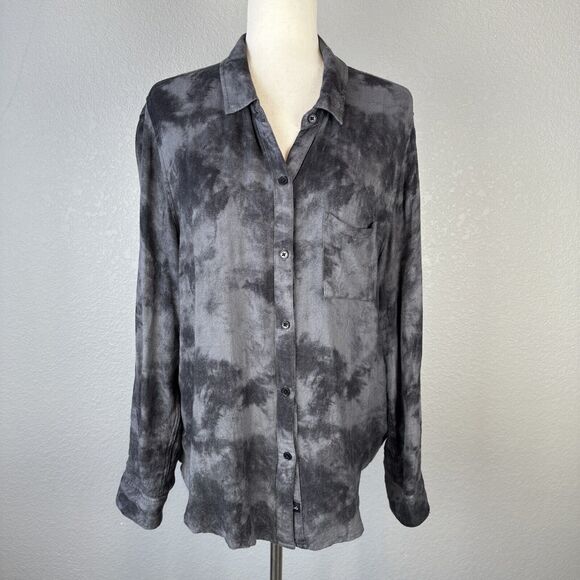 Rails Womens Hunter Long Sleeve Button Up Top Shirt Size L Charcoal Tie Dye - Picture 1 of 10